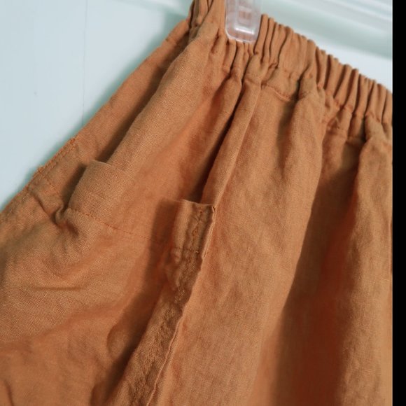 Handmade Amber Yellow Linen Midi Skirt - Picture 5 of 10